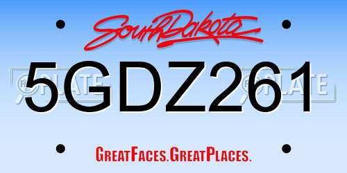 5GDZ261 South Dakota License Plate