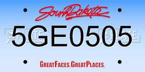 5GE0505 South Dakota License Plate
