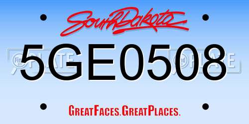 5GE0508 South Dakota License Plate