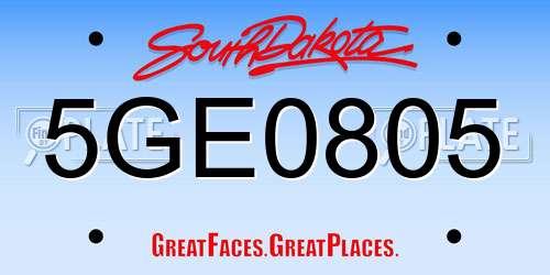 5GE0805 South Dakota License Plate