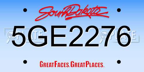 5GE2276 South Dakota License Plate