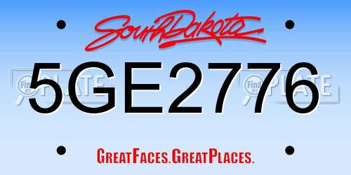 5GE2776 South Dakota License Plate