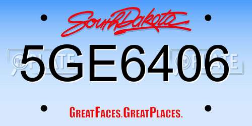 5GE6406 South Dakota License Plate