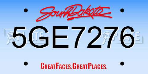 5GE7276 South Dakota License Plate