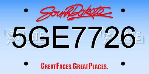 5GE7726 South Dakota License Plate