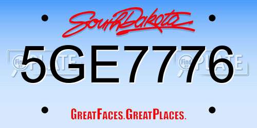 5GE7776 South Dakota License Plate