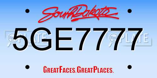 5GE7777 South Dakota License Plate