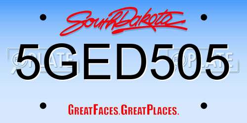 5GED505 South Dakota License Plate