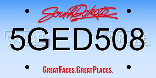 5GED508 South Dakota License Plate