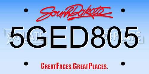 5GED805 South Dakota License Plate