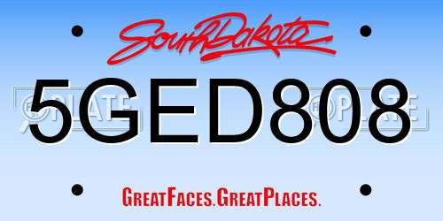 5GED808 South Dakota License Plate