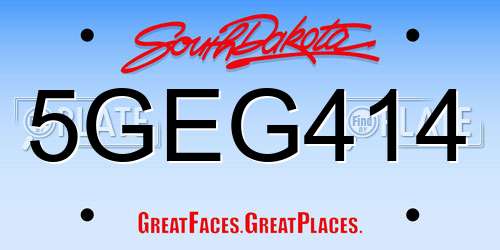 5GEG414 South Dakota License Plate