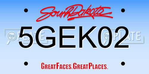 5GEK02 South Dakota License Plate