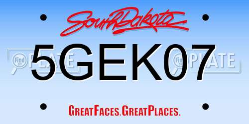 5GEK07 South Dakota License Plate