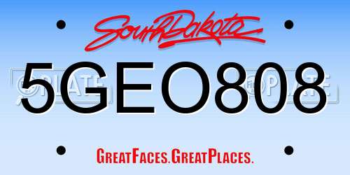 5GEO808 South Dakota License Plate