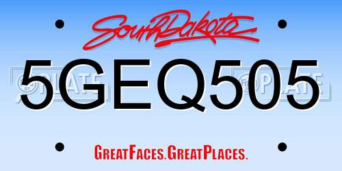 5GEQ505 South Dakota License Plate