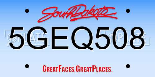 5GEQ508 South Dakota License Plate