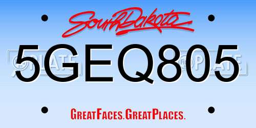 5GEQ805 South Dakota License Plate