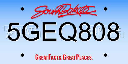 5GEQ808 South Dakota License Plate