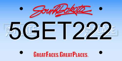 5GET222 South Dakota License Plate