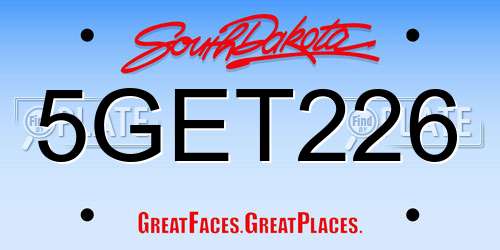 5GET226 South Dakota License Plate