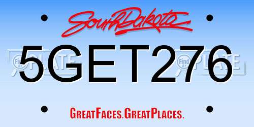 5GET276 South Dakota License Plate