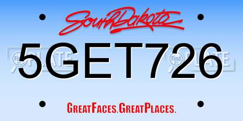 5GET726 South Dakota License Plate