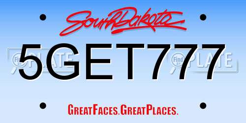 5GET777 South Dakota License Plate