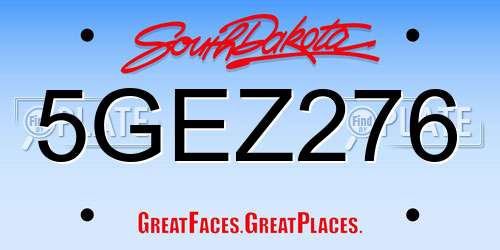 5GEZ276 South Dakota License Plate