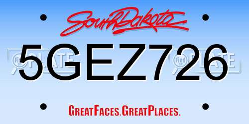5GEZ726 South Dakota License Plate