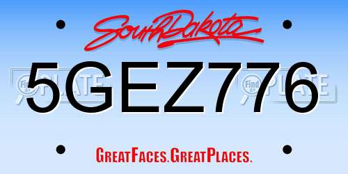 5GEZ776 South Dakota License Plate