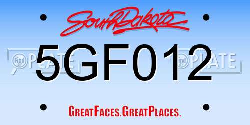 5GF012 South Dakota License Plate