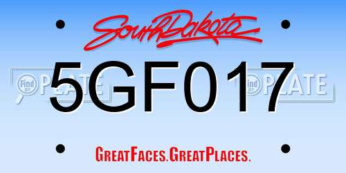 5GF017 South Dakota License Plate