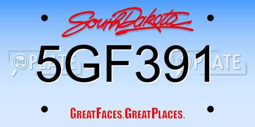 5GF391 South Dakota License Plate