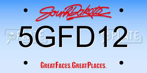 5GFD12 South Dakota License Plate