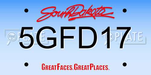5GFD17 South Dakota License Plate