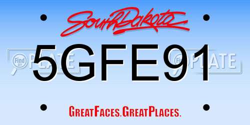 5GFE91 South Dakota License Plate