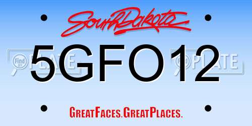 5GFO12 South Dakota License Plate