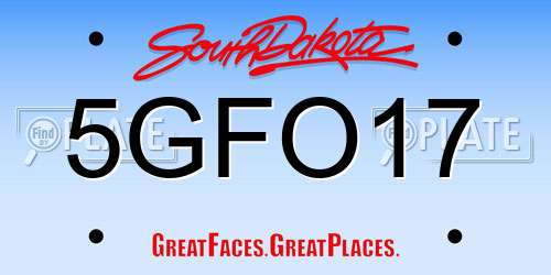 5GFO17 South Dakota License Plate