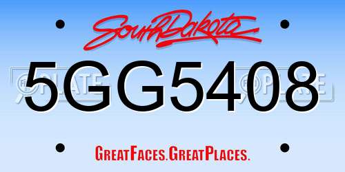 5GG5408 South Dakota License Plate