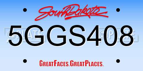 5GGS408 South Dakota License Plate