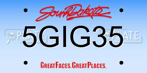 5GIG35 South Dakota License Plate