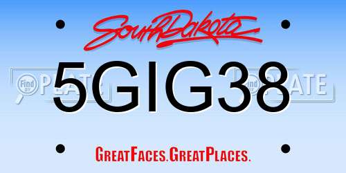 5GIG38 South Dakota License Plate