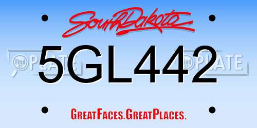 5GL442 South Dakota License Plate