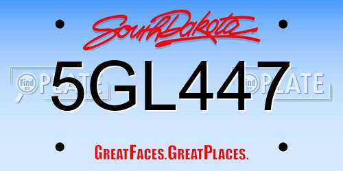 5GL447 South Dakota License Plate