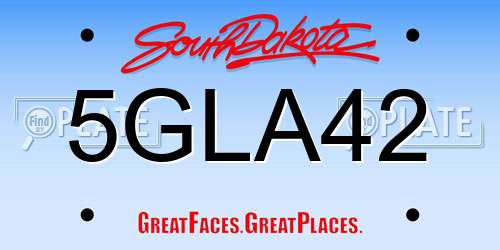 5GLA42 South Dakota License Plate