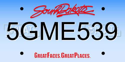 5GME539 South Dakota License Plate