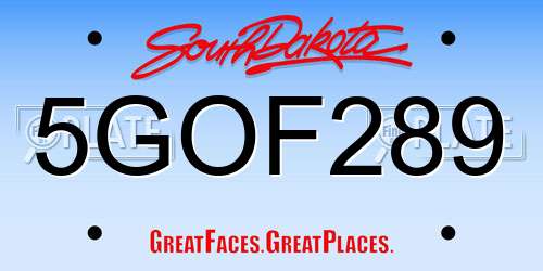 5GOF289 South Dakota License Plate