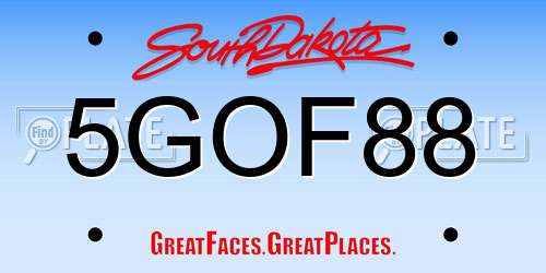 5GOF88 South Dakota License Plate
