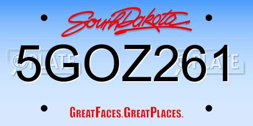 5GOZ261 South Dakota License Plate